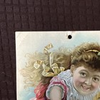 Antique 1889 Clark   s O n t  Spool Cotton Victorian Trade Card Girl Calendar Card