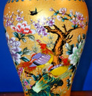 18  Golden Phoenix Bird Chinese Jingdezhen Porcelain Vase W stand