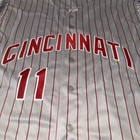 Barry Larkin 1993 Cincinnati Reds Grey Road Jersey W  Team Patch Men s Xl - Vtg