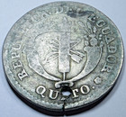 1840 Ecuador Quito Silver 2 Reales Genuine Antique 1800 s Holed 2r Coin