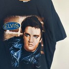 1990s Vintage Elvis Portrait Music T Shirt Black Xl