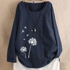 Women Embroidered Ethnic Top Loose Shirt Tang Suit Hanfu Casual Retro Style Top