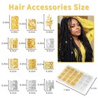 220pcs Hair Jewelry For Braids Dreadlocks Gold Silver Cuffs Rings Clips Set