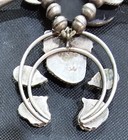 Vintage American Indian Sterling Silver Turquoise Squash Blossom Necklace