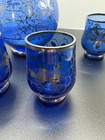 Vintage 1920s Italian Venice Decanter -cobalt Blue With Sterling Silver  4 Cups 