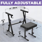 Piano Keyboard Stand And Bench Set - Portable Heavy Duty Music Stand For 54-88 K