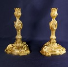 Pair Of Large Antique 19th Century French Gilt Bronze  ormolu  Rococo Candlestic