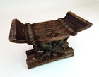 African Ashanti Carved Wooden Ceremonial Stool Crocodile Motif 22 5  X 15  X 11   