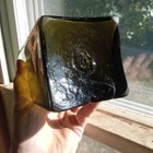 Open Pontil 1760s Colonial Era Free Blown Olive Green Case Gin Bottle Crude