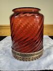 Antique Victorian Ceiling Light Cranberry Swirl Cylinder Shade 5  Fitter