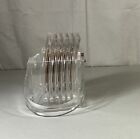 Vintage 6 Clear Lucite Acrylic   Cork Coasters Mid Century   Holder Carrier