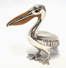 Italy Sterling Enamel Pelican Figurine Silver Orange Bird 925 Collectible 1 5  T