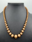 Vintage Brown Moonglow Lucite Bead Necklace   Matching Screw-on Earrings Set