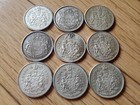 Canada 50 Cents Lot Of 9 - 1955 - 1964 0 800 Silver Coins   Elizabeth Ii C50 18