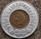 1907 Coney Island New York    Good Luck Encased Indian Head Cent Souvenir Coin