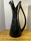 Haeger Pottery Tall Vase Black   White Drip Glaze 15 7 Inches Vintage Mcm 1970s
