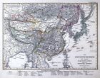 1833 Stieler Map China Korea Mongolia Taiwan Hong Kong Tibet Pekin Yedo Japan