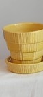 Vintage Mccoy   Rare Yellow  Flower Pot Planter Attached Saucer 1950   s
