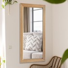 Wood Bathroom Mirror  Large Wooden Wall Mirror  47  X 22  Rustic Rectangle Ha   