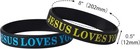 100 Pcs Jesus Loves You Colorful Rubber Bracelets - Christian 8 Inches  Black 