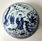 Chinese Ming 9  Large Covered Ceramic Box With Lid