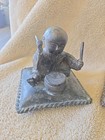 Rare Antique Chinese Bronze Statute Childs Set Beating Drum Nice Patina Heavy