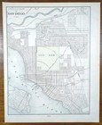 Vintage 1901 San Diego California Map 11 x14  Old Antique Original Little Italy