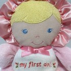 Prestige Baby Doll My First Doll Pink Lovey Rattle Plush Blonde Hair 9 Inches