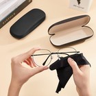 New Clam Shell Hard Eyeglasses Pu Glasses Case Black W microfiber Cleaning Cloth