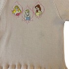 Vintage Y2k Disney Princess Girls Pink Turtleneck Sweater Xs Embroidered Ruffles