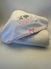 Baby Girl Hooded Bath Towel Pink Trim Embroidered Bunny Puppy Bath Tub Design