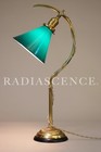 Vtg Faries Industrial Machine Age Brass  c  Table Emeralite Lamp 1910 s Oc White