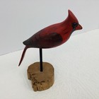 Vintage 1984 Carved Wood Bird Cardinal  Artist Signed   Dated sculpture figurine