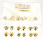12 Vintage Korean Yellow Blue Assorted Flowers 10mm Heart Cameo Cabochons 5385pt