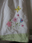 Pottery Barn Kids Green Gingham Cotton Floral Embroidered Dust Ruffle Crib Skirt