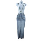 Free People Overalls Womens Size 25 Blue Denim Wide Leg Casual Jumpsuit Boho