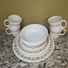 Vintage Corelle 20 Pc  Dinnerware 4 Place Settings Butterfly Gold 1970s Retro 