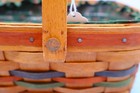 Longaberger 1991 Large Rectangle Basket Double Handles Liner Protector