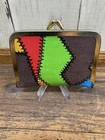 Vtg Mini Sewing Kit Leather Case Purse Pocket Travel Size Kiss Lock Hong Kong