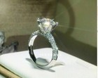 Engagement Ring 14k White Gold Plated 3 00 Ct Round Cut Real Moissanite