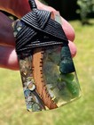 Unique Art Nz Pounamu Jade  P  ua Shell  T  tara Wood Maori Bound Hei Toki Adze