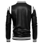 Men   s Handmade Genuine Lambskin White Stripes Black Leather Jacket Stylish Biker