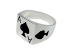 925 Sterling Silver Ace Of Spades Casino Poker Card Game Las Vegas Lucky Ring