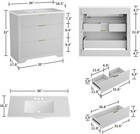36 Inch Fluted Bathroom Vanity Modern Freestanding Cabinet With Sink   3 Drawers