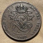 1863 Belgium 2 Centimes  Broken    3    Variety  Vf  Details  Copper  Km4 2