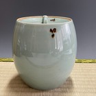 Japanese Mizusashi  244 Celadon Fresh Water Pot Tea Ceremony Pottery Vintage
