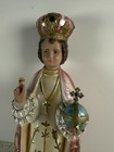 Vintage Columbia Statuary Infant Of Prague Catholic Statue Pink Gold Italy