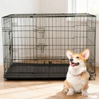 36  42 Inch Dog Crate Kennel Folding Metal Pet Cage 2 Door With Tray Pan Black
