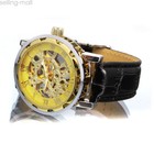 Men s Sport Wrist Watch Semi Mechanica Stainless Steel Leather Strap Watches New