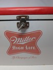 Vintage Miller High Life White   Red Beer Padded Ice Chest Metal Aluminum Cooler